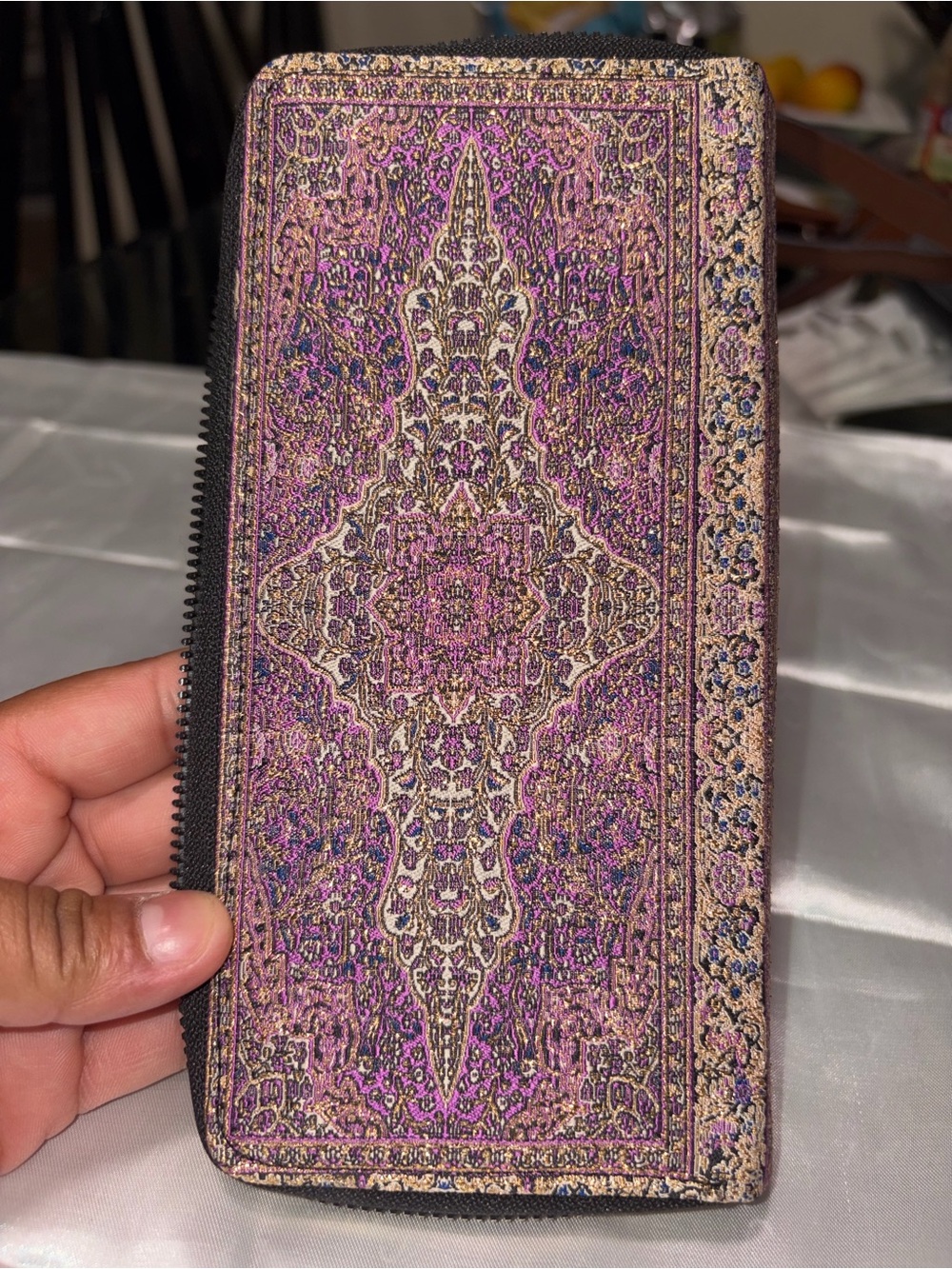Purple Patterned Zip Wallet - Unbranded